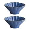 2pcs Japanese Flower Petal Ramen Bowl Ceramic Household Rice Bowl Kitchen Salad Bowl Soup Bowl (Color : Blue, Size : 19 * 8cm/7") view 1