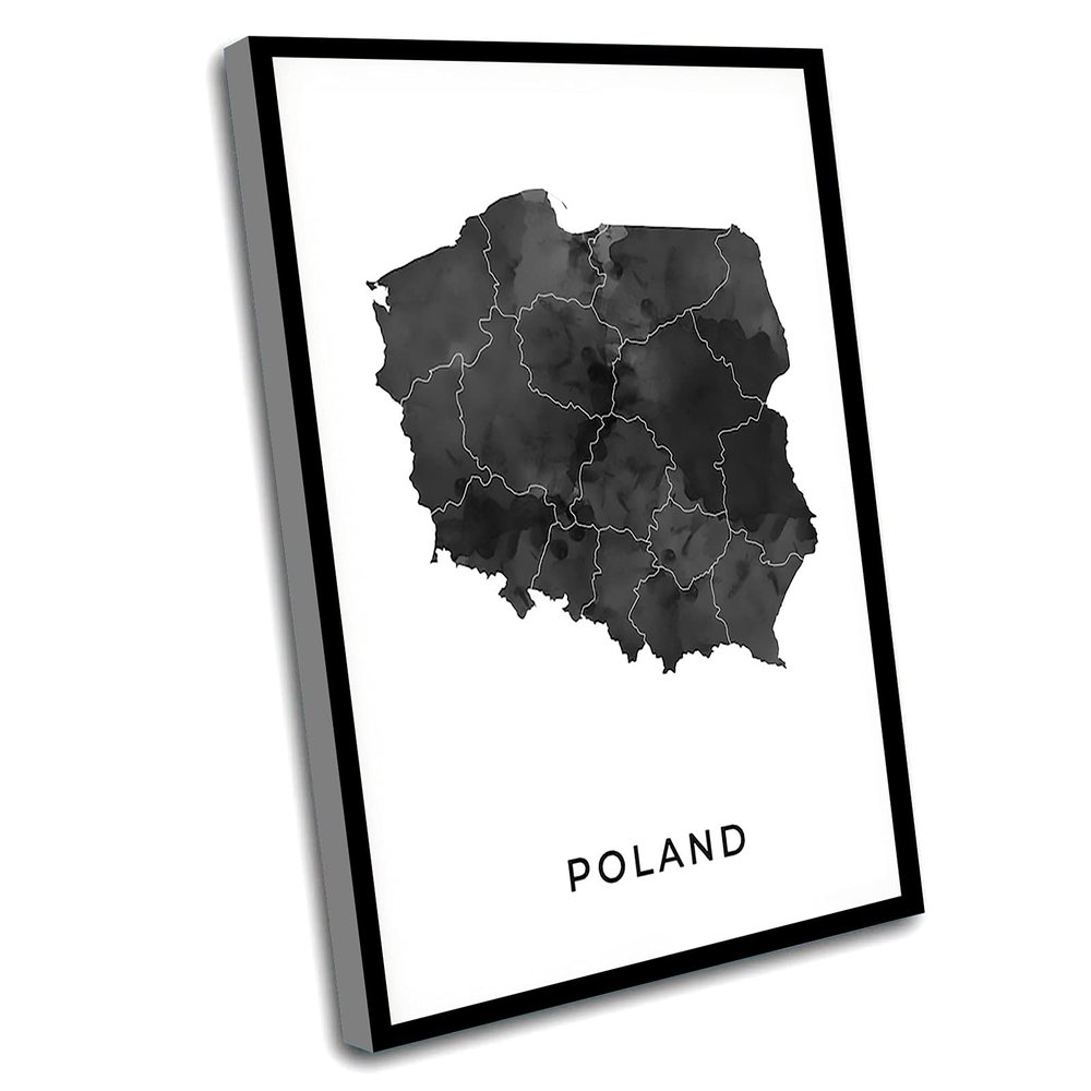 Bathroom Wall Art Canvas,Decorations For Living Room,Poland Map Art Poster,Black And White Wall Art Print Of Poland,Gift Idea,Gift Idea For Friend,Home Wall Print,16x24 Inch Framed Wall Art