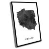 Bathroom Wall Art Canvas,Decorations For Living Room,Poland Map Art Poster,Black And White Wall Art Print Of Poland,Gift Idea,Gift Idea For Friend,Home Wall Print,16x24 Inch Framed Wall Art view 1