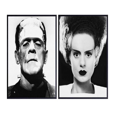 Frankenstein Wall Art & Decor Set - LARGE 11x14 - Vintage Hollywood Scary Horror Monster Movie Posters Photos Pictures - Goth, Gothic Gifts - Home Theater Room Decor for Men, Teens, Kids Bedroom