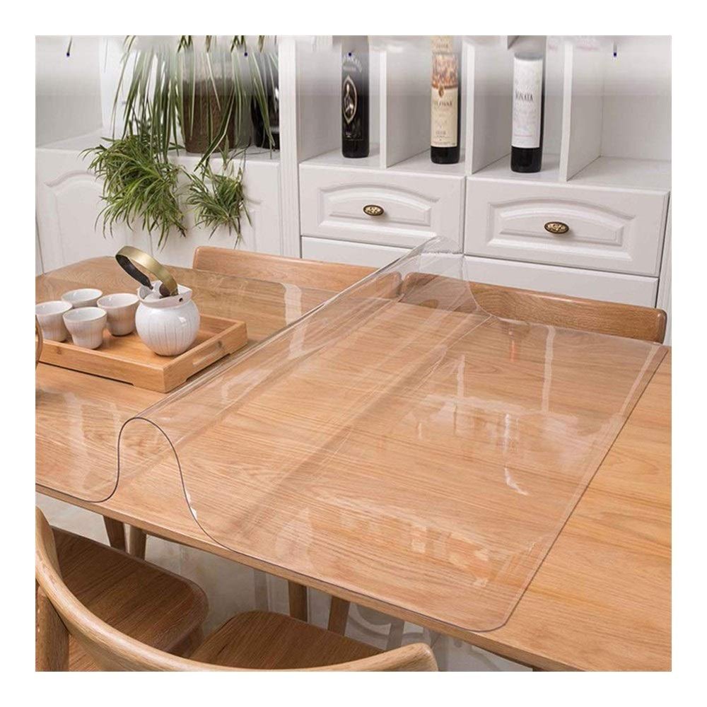 AYLYHD Clear Glass Table Cover, Desk Cover PVC Office Chair Mat Waterproof Anti-scalding Oil-Proof Wash-Free Placemat for End Table, Customizable (Color : 1mm, Size : 100x150cm)
