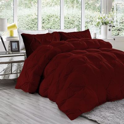 Cotton Farm All-Season 500 GSM Wine Goose Down Alternative Quilted Pinch Pleated 3 Piece Comforter Set 800 Thread Count Egyptian Cotton Soft & Fluffy Breathable California King