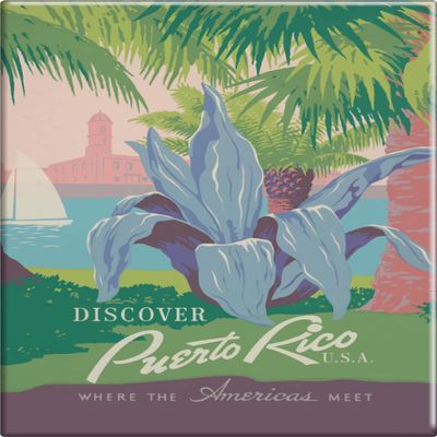 Discover Puerto Rico U.S.A. - Vintage Reproduction Poster 2" x 3" Magnet