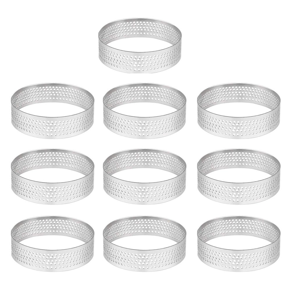 10Pcs 4.5cm Round Perforated Seamless Tart Quiche Tart Pie Tart with Tart Shell