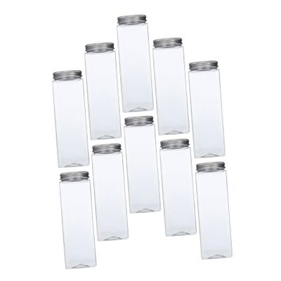 Cabilock 10pcs Creative Transparent Tea Bottles Lid Disposable Plastic Beverage Containers for Easy Storage and Freshness for Drinks and Yogurt