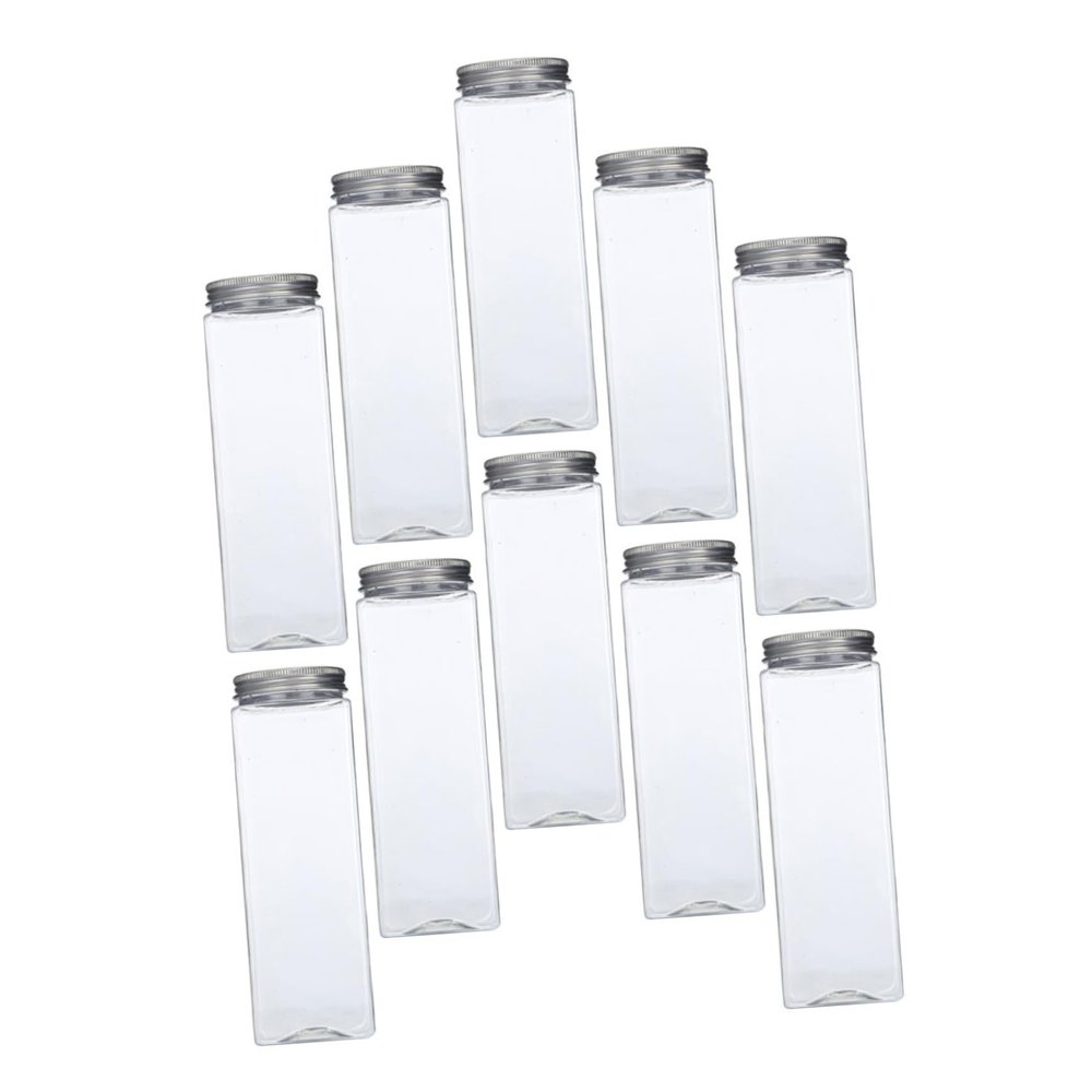 Cabilock 10pcs Creative Transparent Tea Bottles Lid Disposable Plastic Beverage Containers for Easy Storage and Freshness for Drinks and Yogurt