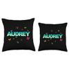 Audrey - Beautiful Name with colorful Butterflies Throw Pillow view 3