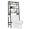 MallKing Over The Toilet Storage, Wooden 3-Tier Over-The-Toilet Rack Bathroom Space Saver Organizer, Freestanding Above Toilet with Toilet Paper Holder and Hooks (Black) view 1