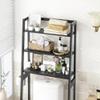 MallKing Over The Toilet Storage, Wooden 3-Tier Over-The-Toilet Rack Bathroom Space Saver Organizer, Freestanding Above Toilet with Toilet Paper Holder and Hooks (Black) view 2