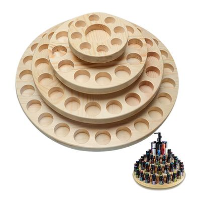 4th Floor Essential Oil Turntable Solid Wood 63 Divisions Rotating Essential Oil Display Rack for 10ml 15ml 20ml 100ml Essential Oils Bottles