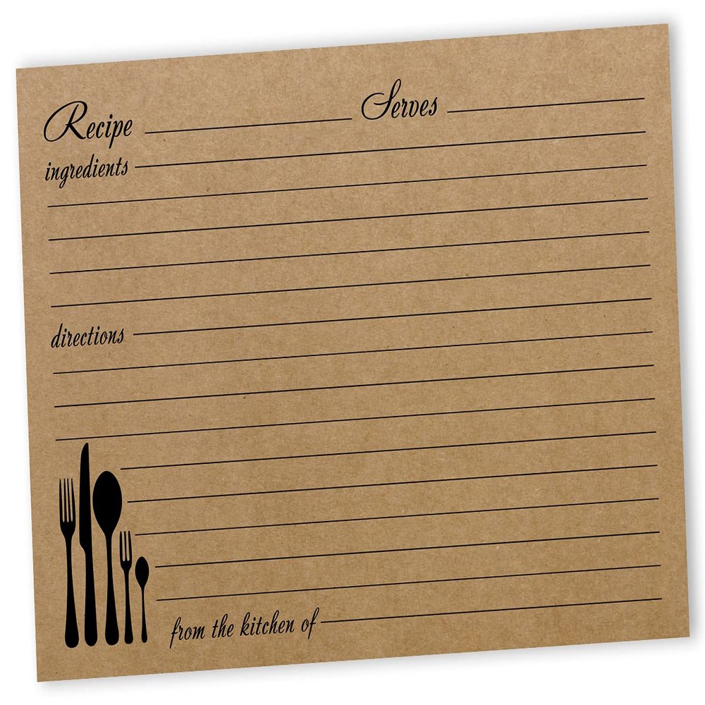Inkdotpot Recipe Card 6x4 inch Single-Sided Recipe Design Cards Classic Kraft Recipe Cards Wedding-Bridal Shower-Baby Shower- Pack of 50