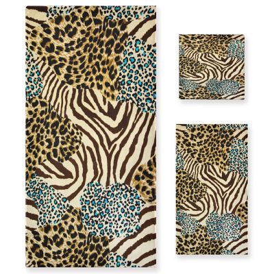 ALAZA Zebra Tiger Leopard Animal Print Soft 3 Piece Bath Towels Set for Bathroom Spa Hotel, 1 Bath Towel+ 1 Hand Towel+ 1 Washcloth