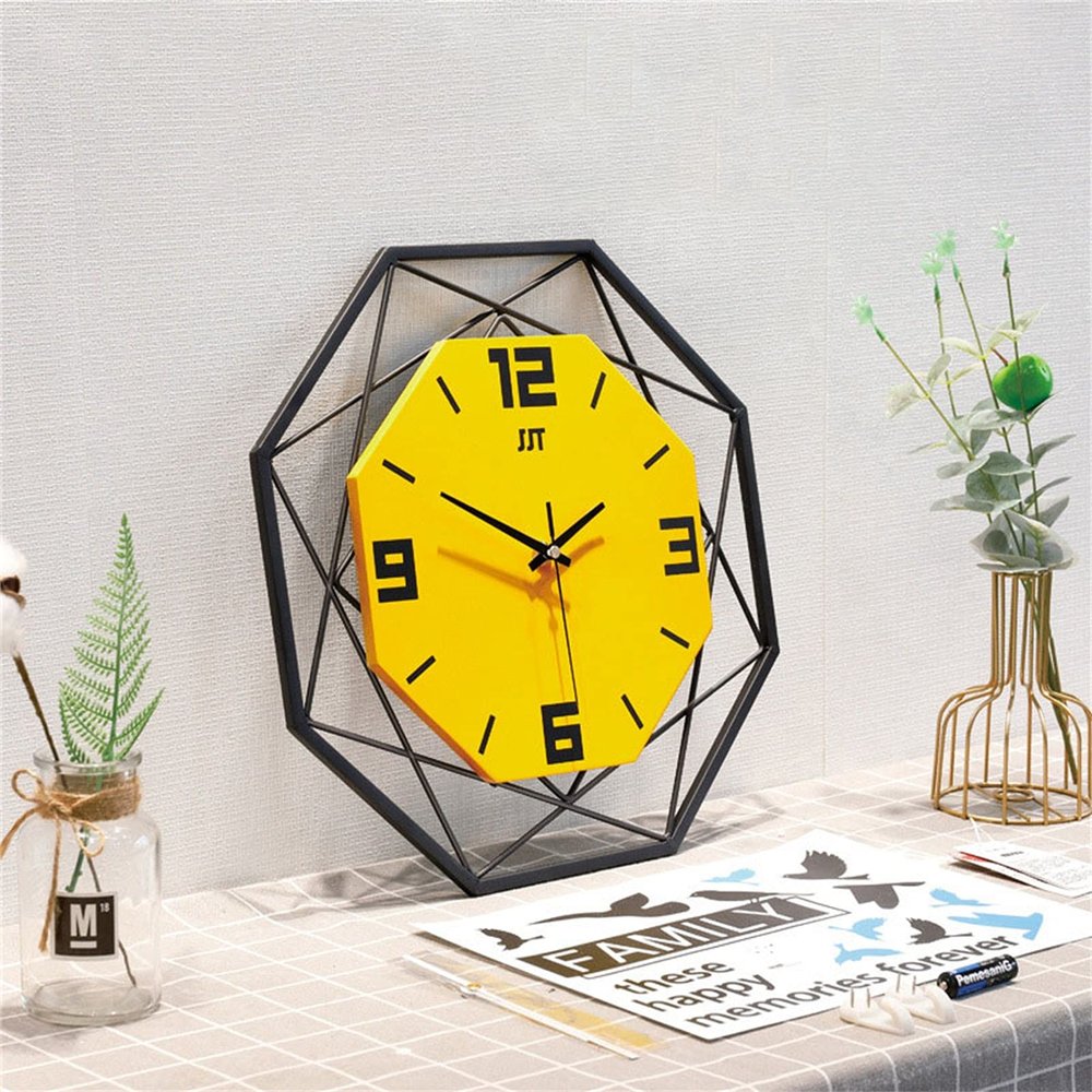 Clock Large Wall Clock MDF + Iron Bracket, for Living Room Decor Metal Non-Ticking Silent Art Big Wall Clock Decor Decorative Wall Clock, 14in/ 18in/ 22in/ 24in