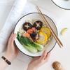 2PCS Noodle Bowl Japanese Ceramic Soup Bowl Household Kitchen Rice Bowl Hat Salad Bowl (Color : White, Size : 20.5 * 8.4cm/8") view 4