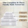 LANE LINEN 100% Mercerized Cotton Luxury Bathroom Towel Set - 16 Pcs - Super Soft, Fluffy & Highly Absorbent - 4 Bath Towels, 8 Washcloths, 4 Hand Towels - Complete Family Pack - White Bath Towel Set view 4