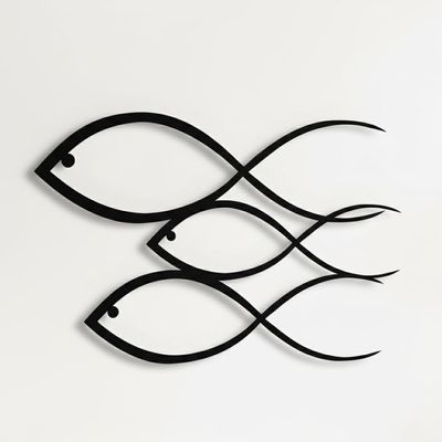 Animlas Metal Wall Art Works - Fish Family Metal Wall Decor Home Office Decoration Bedroom Living Room Decor (36"W x 22"H / 90x56cm)