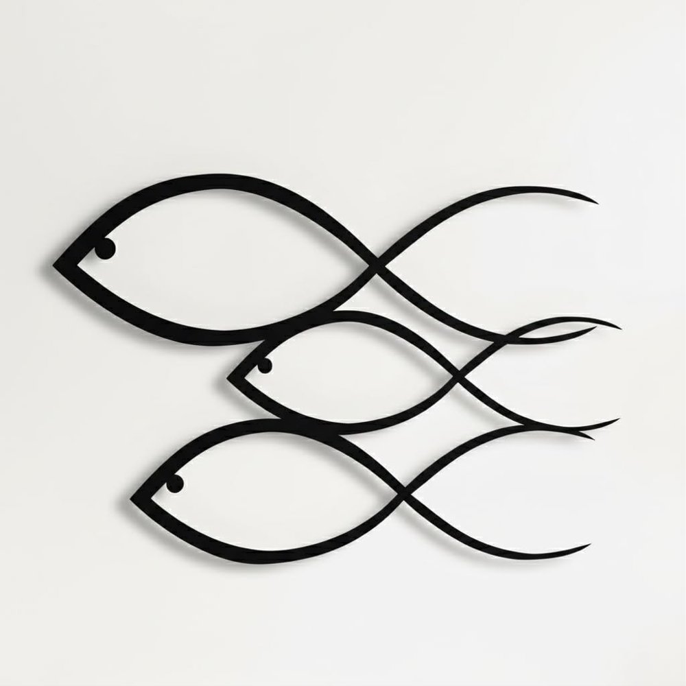 Animlas Metal Wall Art Works - Fish Family Metal Wall Decor Home Office Decoration Bedroom Living Room Decor (36"W x 22"H / 90x56cm)
