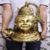 Kartique Brass Lord Shiva Head Statue Idol Wearing Rudraksha Mala Shiv Murti Statue for House Warming Mahashivaratri Gift Antique Height 21 Inch Gold Size : Large view 2
