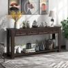 XD Designs Solid Wood Console Table, 64.2In Long Classic Accent Retro Entryway Sofa Table with 4 Storage Drawers and Bottom Shelf, Rustic Chic for Living Room Hallway (Espresso-1) view 3