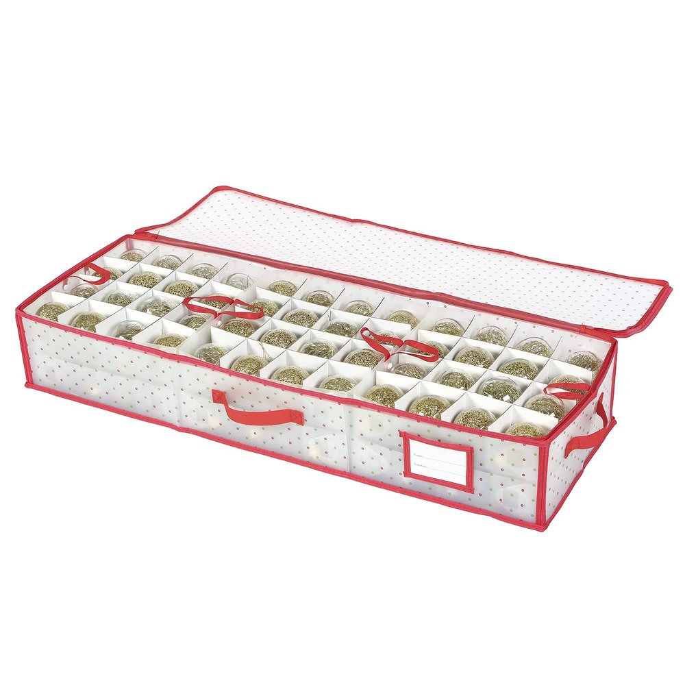 Sattiyrch Plastic Christmas Ornament Storage Box with Trays,Customizable Dividers, Dust-Proof Durable Ornament Organizer Holder,Christmas Storage Containers,Holds 96 x 3 Ornaments
