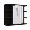Roma Mirrored Medicine Cabinet with Six External Shelves and Three Interior Shelves, 19" H, Black, Bathroom view 1