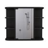 Roma Mirrored Medicine Cabinet with Six External Shelves and Three Interior Shelves, 19" H, Black, Bathroom view 3