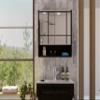 Depot E-Shop Tatacoa Mirror Medicine Cabinet with One Open Shelf and Three Interior Shelves, 24.6" H, Black, Bathroom view 4