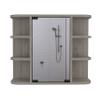 DEPOT E-SHOP Roma Mirrored Medicine Cabinet, Six External Shelves, Three Interior Shelves, Light Gray -Bathroom view 3