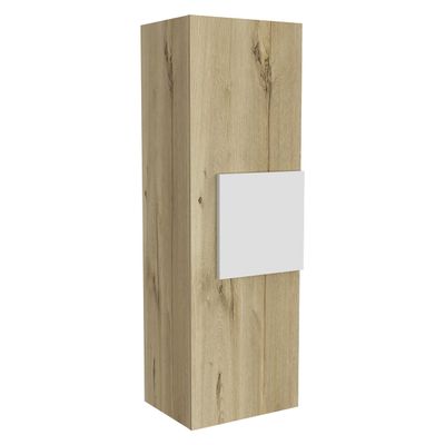 Medicine 38H Single Door Cabinet, 3 Shelves, Light Oak/White