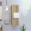 Medicine 38H Single Door Cabinet, 3 Shelves, Light Oak/White view 2