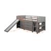 Low Twin Size Loft Bed with 5 Storage Cabinets/Slide/Drawes/5 Shelves for Kids, Wood Loft Bed Frame with Ladder/Guardrails for Teens/Boys/Girls (Gray+5 Drawes+5 Shelves) view 2