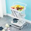 3 Tier Utility Rolling Cart with Lockable Wheels, Multifunction Movable Storage Shelves Organizer Cart with Handle and Mesh Basket for Kitchen, Coffee Bar, Bathroom (White) view 1