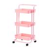 3 Tier Utility Rolling Cart with Lockable Wheels, Multifunction Movable Storage Shelves Organizer Cart with Handle and Mesh Basket for Kitchen, Coffee Bar, Bathroom (White) view 2