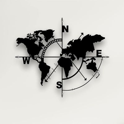 DEKADRON Metal World Map Art, Metal Wall Decor Home Office Decoration Bedroom Living Room Decoration (55" W x 41" H / 140x104 cm, Black)
