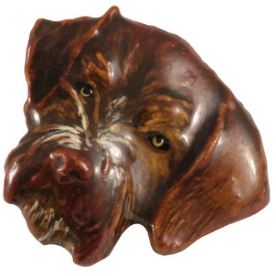 Handcrafted Hand Painted German Wire Haired Dog Head Magnet for Personalizing Home Office School Classroom Refrigerator Whiteboard Locker - Made in USA - SKU DP088MAG