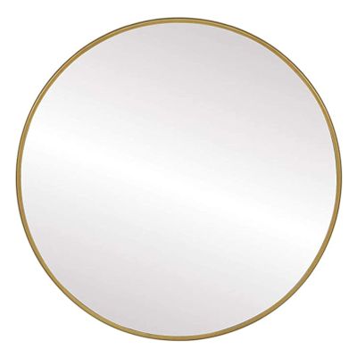 URINGO Modern Style Circle Hanging Mirror, Decorative Metal Frame Round Wall Mirror for Home Bedroom, Bathroom, Washroom, Living Room, Entryways (Gold, 27.5)