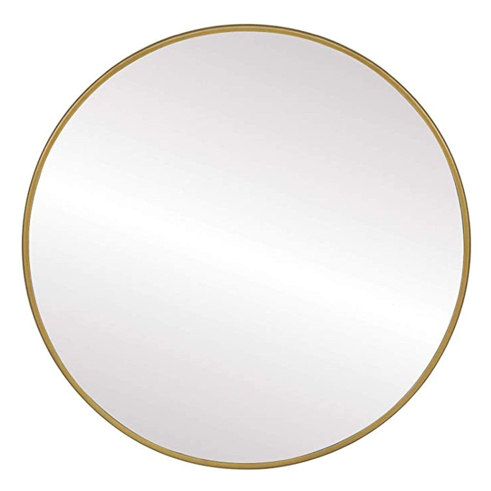 URINGO Modern Style Circle Hanging Mirror, Decorative Metal Frame Round Wall Mirror for Home Bedroom, Bathroom, Washroom, Living Room, Entryways (Gold, 27.5)