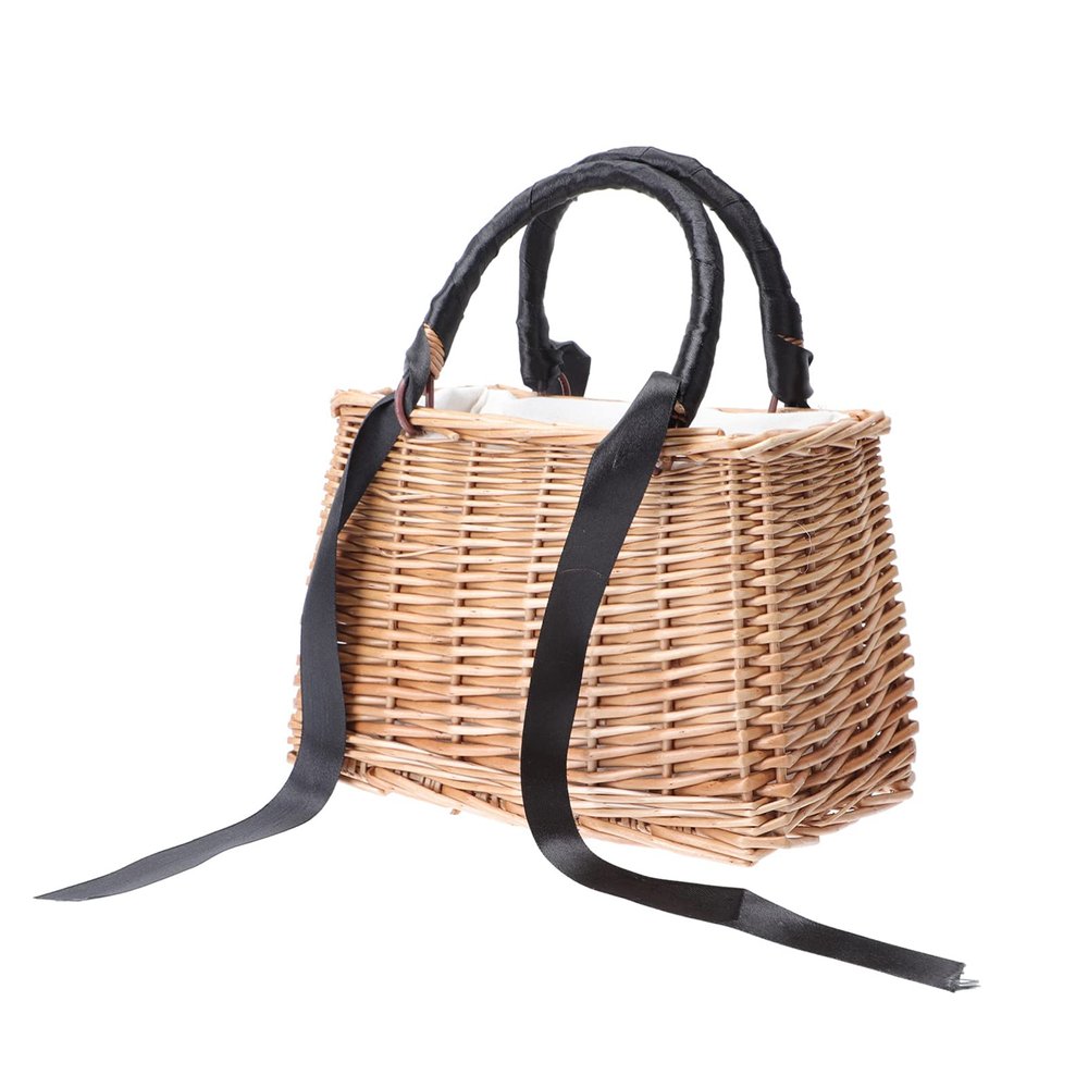 PRETYZOOM Wicker Rattan Flower Basket, Black, 150 cm