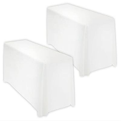 4 LESS CO 2 Pack of 90x132 Inch Rectangle Tablecloth Table Cover for Partis Wedding Event 6 ft Table - White
