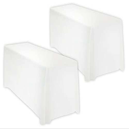 4 LESS CO 2 Pack of 90x132 Inch Rectangle Tablecloth Table Cover for Partis Wedding Event 6 ft Table - White
