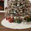 AISENO 48 Inch Christmas Tree Skirt Faux Fur with Cable Knit Knitted Thick Decoration for Merry Christmas Decorations view 2