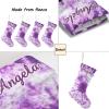 CUXWEOT Personalized Abstract Tie Dye Swirl Purple Christmas Stockings Customize Name Candy Bag for Family Holiday Party Decorations Gift 17.52 x 7.87 Inch view 4