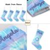 CUXWEOT Personalized Blue Purple Ethnic Tie Dye Christmas Stocking Customize Name Xmas Socks for Family Holiday Decorations Gift 17.52 x 7.87 Inch view 4