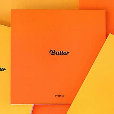 BTS [ BUTTER ] Album [ PEACHES ] VER. CD+Photo Book+2 Lyrics Card+Instant Photo Card+Photo Stand+Folded Message Card+Graphic Sticker+Photo Card+1p WEVERSE SHOP GIFT
