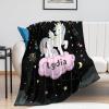 Custom Baby Blanket with Name, Personalized Kids Blanket with Unicorn Pattern for Girls Boys Soft Throw Fleece Blanket Customized Name Receiving Swaddle Blanket Birthday 40"x50" view 2