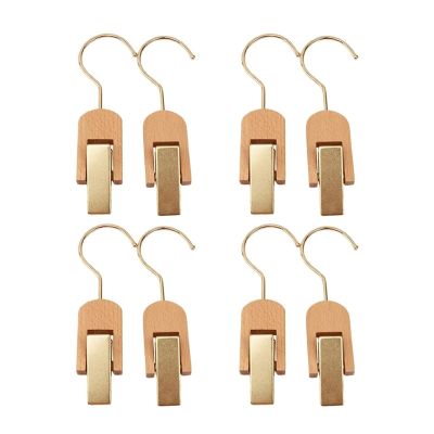 8Pcs Wooden Hat Pants Hanger Clip Laundry Hooks Clip Swivel Hanging Curtain Clips Clothes Pins Beach Towel Clips