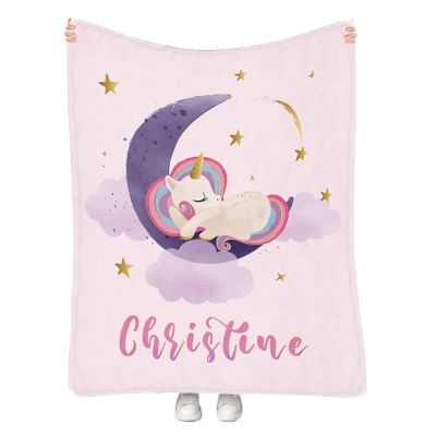 Custom Baby Blanket with Name, Personalized Kids Blanket with Unicorn Pattern for Girls Boys Soft Throw Fleece Blanket Customized Name Receiving Swaddle Blanket Birthday 40"x50"