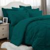 Epic Cotton Pinch Pleated Bedding Comforter Sets for Queen Bed - 8 Pieces Pintuck Bed in a Bag, Teal Color, Comforters, Sheets, Bedskirt, Pillowcases & Shams - 24" Deep Pocket view 3