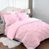 Epic Cotton Pinch Pleated Bedding Comforter Sets for Twin Bed - 8 Pieces Pintuck Bed in a Bag, Baby Pink Color, Comforters, Sheets, Bedskirt, Pillowcases & Shams - 24" Deep Pocket view 2
