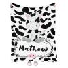 Artsadd Custom Cow Print Blanket with Name Personalized Baby Blankets for Boys Girls with Black White Cow Print Throw Blanket Customized Fleece Blankets Birthday for Kids 40"x50" view 1